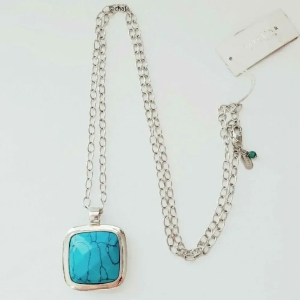 Anthology Sterling Silver Turquoise Quartz Reversible Necklace